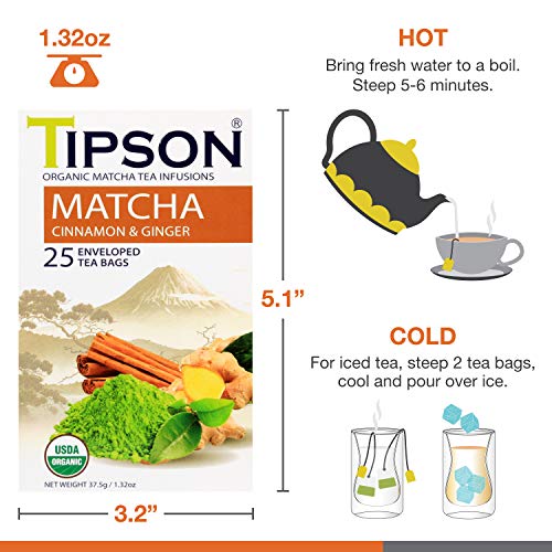 image for Tipson Organic Matcha Green Tea - Organic Cinnamon And Organic Ginger 