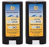 Beyond Coastal Active Face Stick Sports Facial Sun Protection Sunscreen, SPF 30, 0.5 Ounce (2 Pack)