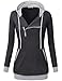 Messic Women's Funnel Neck Check Contrast Tunics Lightweight Pullover Hoodie Top (33#Carbon Black, XX-Large)