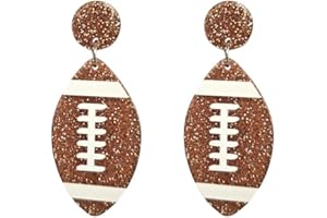 ROSTIVO Football Earrings for Women Lightweight Acrylic Glitter Dangle Drop Earrings for Game Day, Sports Fans, Football Mom