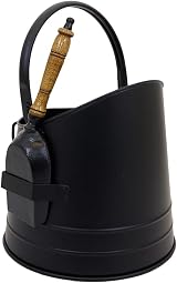 CHARLES BENTLEY Black Iron Coal Bucket Shovel Set Wooden Grip Handles view 5