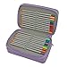 Jusoney Painting Pencils Case with Zipper 72 holder Art Pen Case Canvas Protection Drawing Case (Purple)