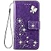 Lozeguyc 3D Beauty Lucky Flowers Butterfly PU Leather Credit Card Kickstand Strip Wallet Cover for Samsung Galaxy S9-Purple