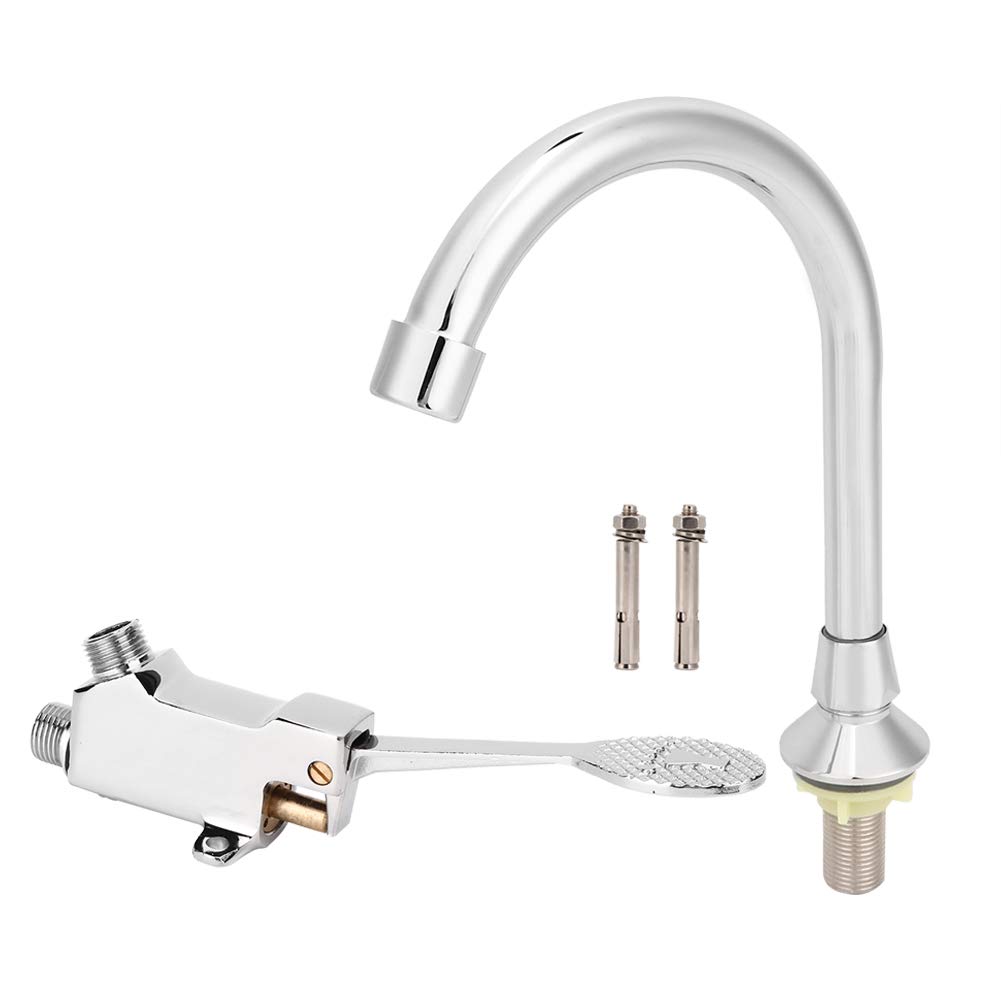 Cafopgrill Faucet with Foot Pedal Accessories, Valve Bathroom Basin Faucet Set Laboratory Foot Pedal Faucet Home Sink Water Tap Kit