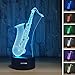 LLUUKK Visual 3D Night light SAX saxophone player toys Desk Lamp Table decoration household accessories Kids gift boys festival for music lovers