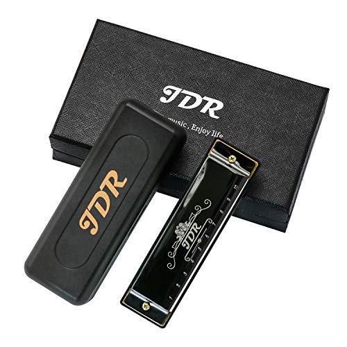 JDR Harmonica, Key of C 10 Holes 20 Tones Blues Harmonica Perfect Gift for Beginners, Professional, Students, Kid