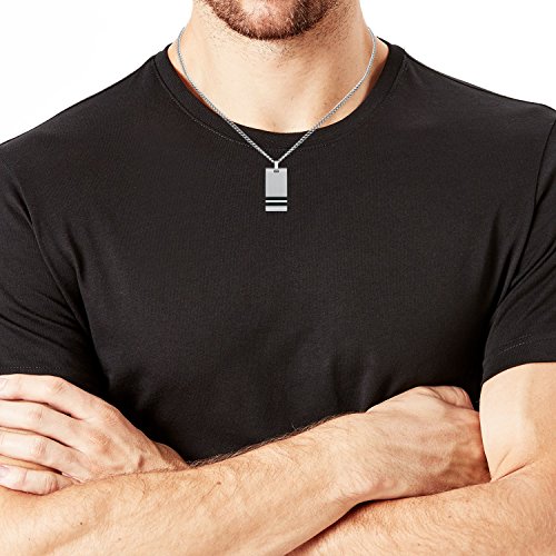 s.Oliver Herren Kette 50cm mit Anhänger Dog Tag gravierbar Edelstahl IP Black – Bild 4