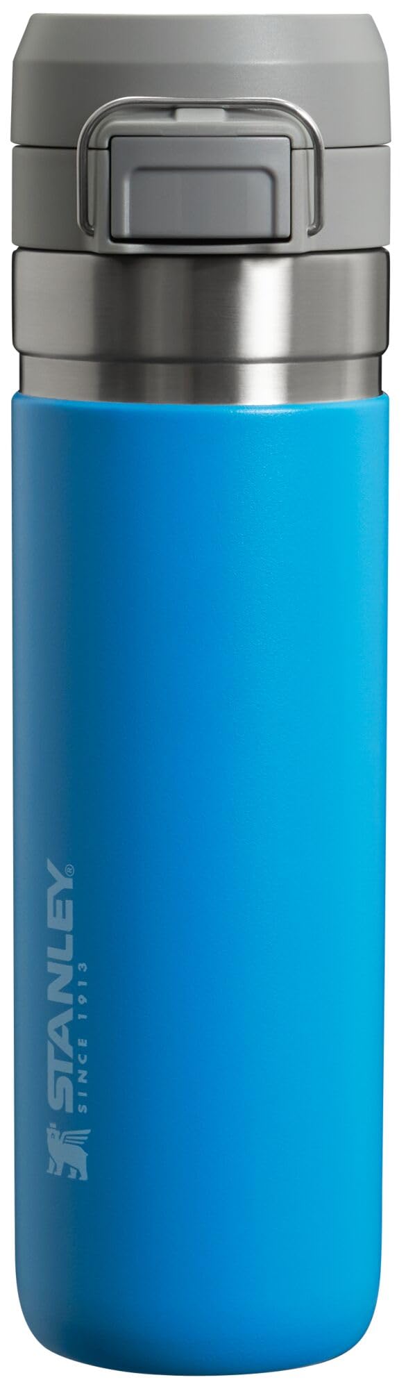 Photo 1 of Stanley Quick Flip GO Water Bottle 24 oz | Push Button Lid | Leakproof and Packable for Travel and Sports | Insulated Stainless Steel | BPA-Free | Azure