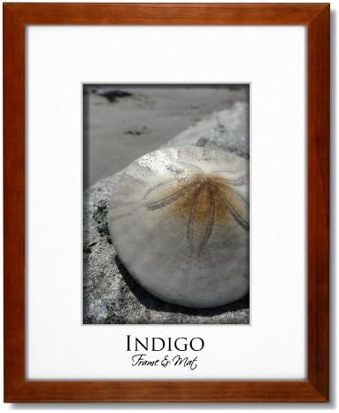 16x20 Teak Stained Wood Frame and Glass with Single White Mat for 11x14.