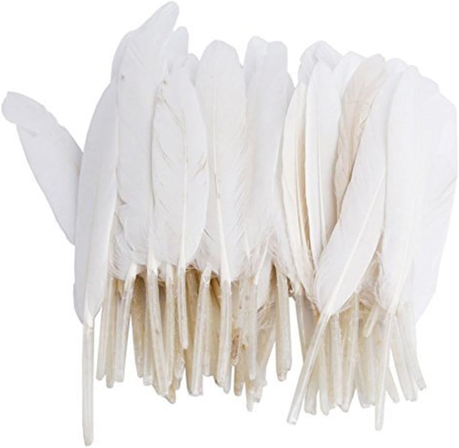 HugeStore 100 Pcs Goose Feathers For Wedding Decorations Home Decor DIY Crafts White, 10-15cm/3.9-5.9inch