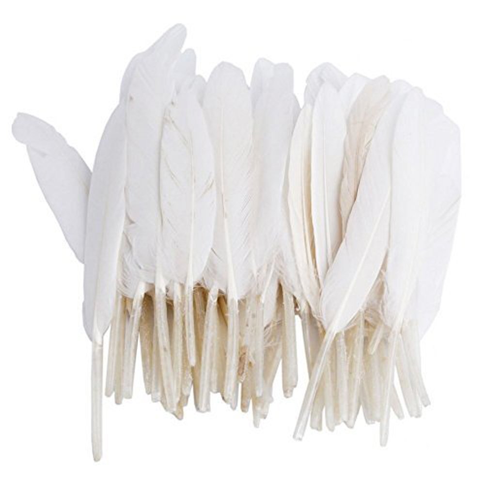 HugeStore 100 Pcs Goose Feathers For Wedding Decorations Home Decor DIY Crafts White