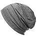 DJT Men' s Slouch Beanie Slouchy Hat Ski Snowboard Hat Ribbed Beanie Dark Grey