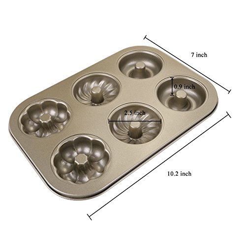 WarmHut 6Cups Mini Donut Pan, Mini Fluted Cake Pan NonStick Donut