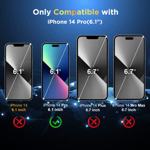 NatuBeau 3 Pack Screen Protector Compatible with iPhone 14 Pro with 3 Pack Camera Lens Protector, iPhone 14 Pro Screen Protector Tempered Glass, 6.1 inch