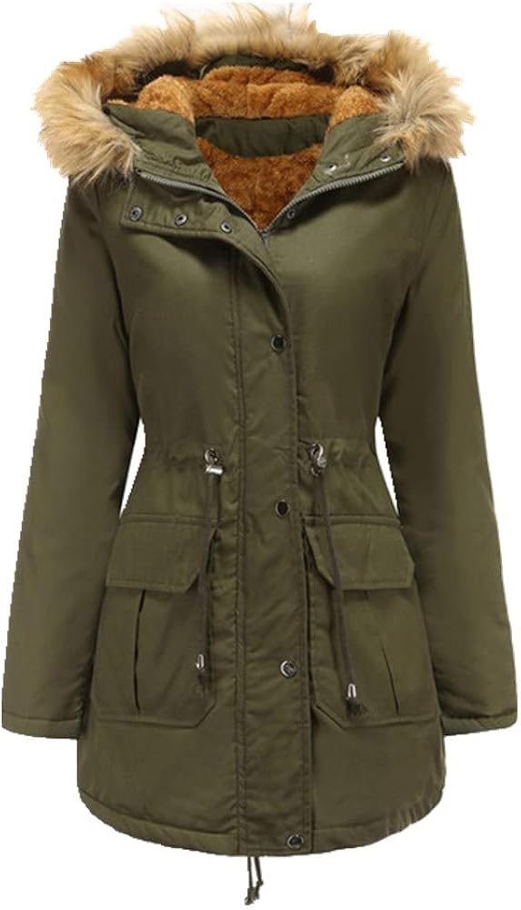 N\P Women's Cotton Lining Parka Coat and Hood Winter Jacket Women's mid