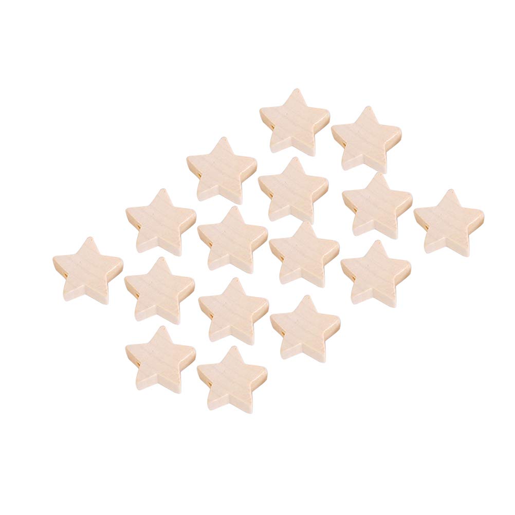 Healifty 50pcs Natural Wood Beads - Star Shape Unfinished Spacer Beads for DIY Jewelry Craft Making