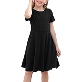 GORLYA Girls Short Sleeve Floral Print Casual Fit and Flare Party Dress with Pockets 4-12 Years