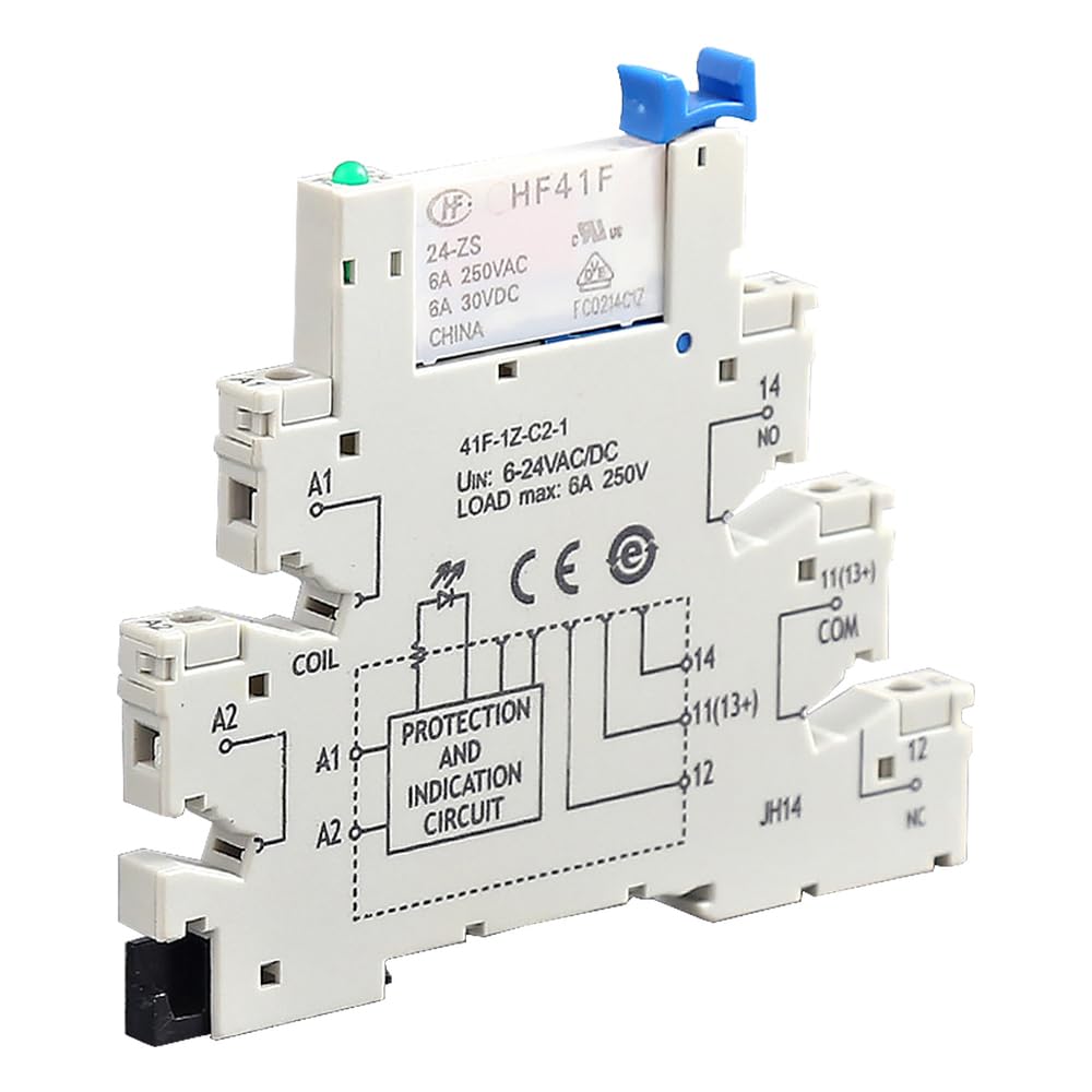 POFET Replacement Hongfa HF41F PCB Relay Mount 5 PIN Relay Socket 6-24V AC/DC 6A 41F-1Z-C2-1 Industrial Accessories