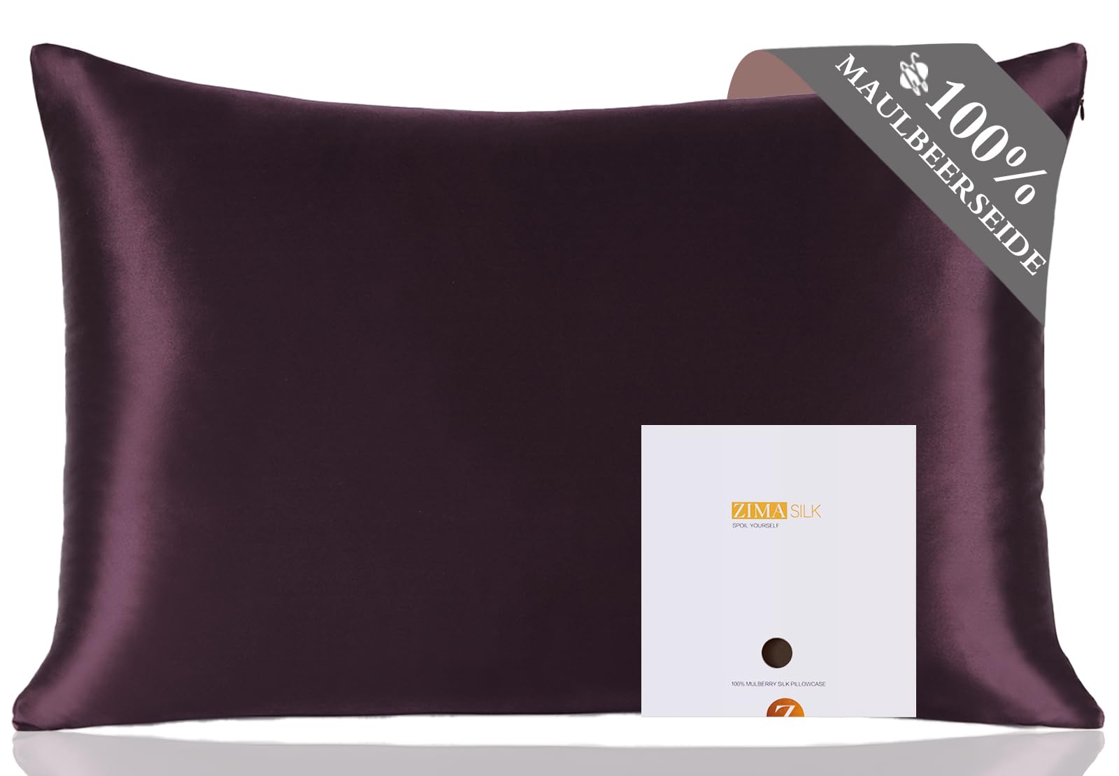 ZIMASILK 100% Mulberry Silk Pillowcase for Hair and Skin,Both Sides 19 Momme Silk, 1pc (40x80 cm, Eggplant Purple) — image 1