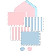 AZAZA Blank Cards and Envelopes 24 Pack,3.5x5 Mini Striped Greeting Cards,Blank Note Cards for Baby Shower,Wedding Thank You Cards,Bridal Shower,Small Quick Notes (Pink and Blue)