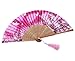 Meifan Chinese/Japanese Womens Multi Color Handmade Silk Folding Hand Fan (Rosy)