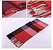 ENJOY-LIFE LONHEO Womens Fashion Long Shawl Winter Warm Lattice Scarf with a Barrette (Red+Blue)