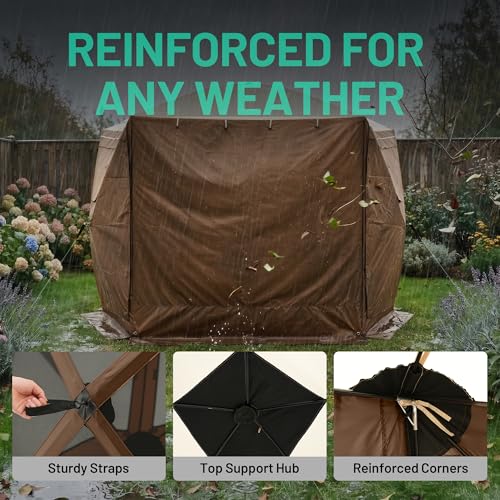 Overmont 10x10FT Pop up Gazebo Screen Tent with Full Open Door, Wind Cloths & Skylight image 25