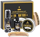 Beard Grooming & Trimming Kit for Men Beard Growth Gift Set w/ Unscented Balm,Beard Softening Oil Conditioner,Beard Bristle Brush + Comb + Mustache Scissors for Styling & Beard Trimmer Kit