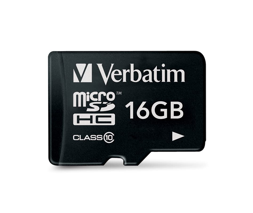 Verbatim Premium microSDHC memory card - 16 GB - SD card for Full-HD video recording - black memory card water-repellent & shock-resistant - SD memory card for camera smartphone tablet