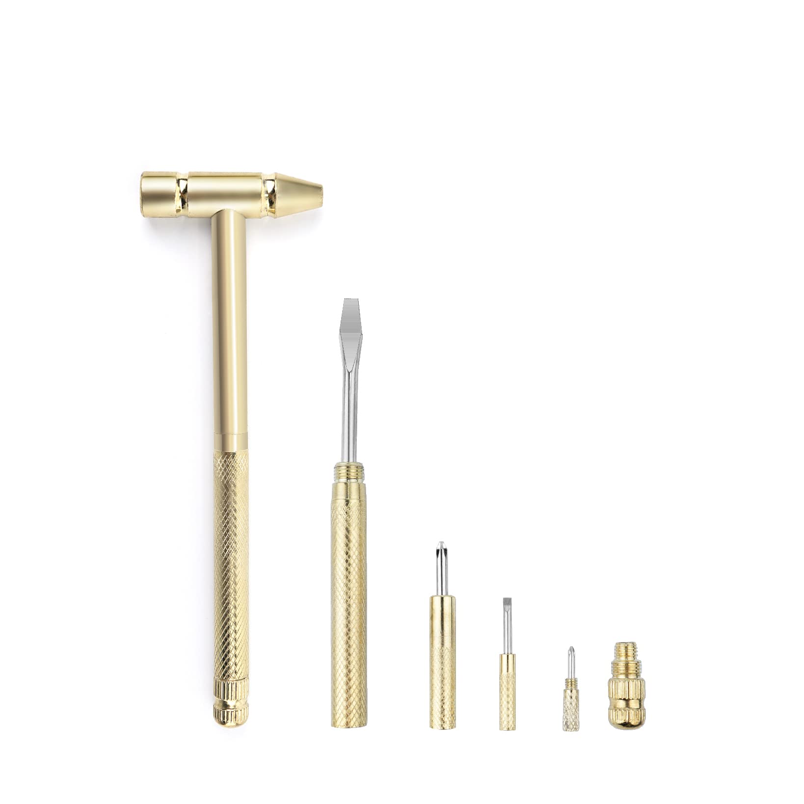 6 in 1 Mini Multifunction Anti-Corrosion and Anti-Rust Hammer & Screwdriver Hand Tools for Repair Uav, Mobile Phones, Laptops, Watches (Yellow)