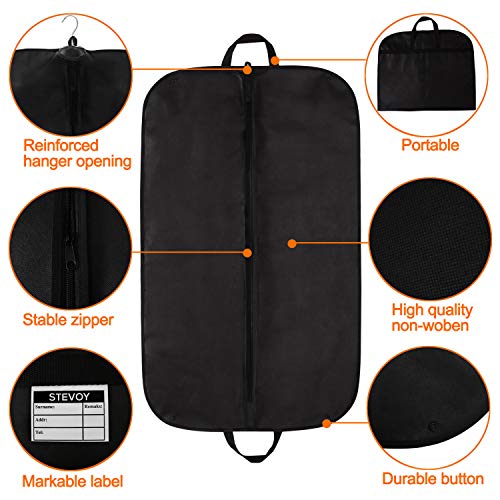 STEVOY 40" Breathable Garment Bag, Suit Covers, Travel Carrier Bag with Handles, Foldover