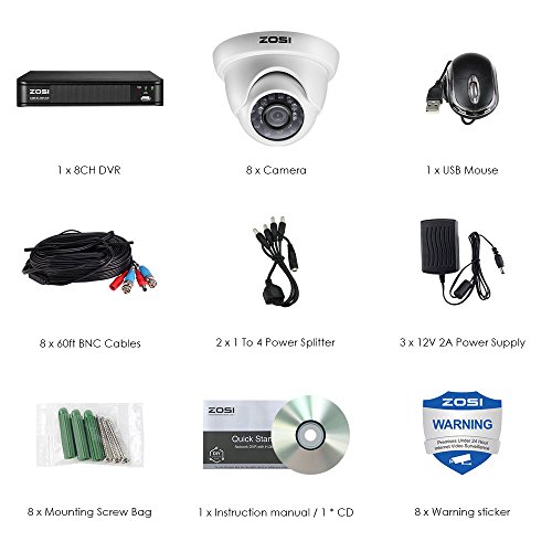 ZOSI 8-Channel 720P HD-TVI Home Surveillance Camera System,1080N
