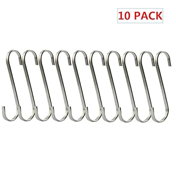 tkstar Küche Werkzeuge Edelstahl Metall S Haken, schwere echtem massivem 304 Edelstahl S-Form Haken zum Aufhängen, Küche Löff