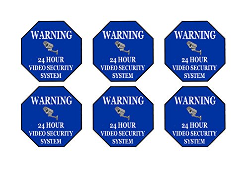 Rogue River Tactical 6 Pack Warning Security Video Camera Surveillance Monitored 24 Hour Sign Sticker Decal Window Door Indoor Outdoor 3x3 Inch