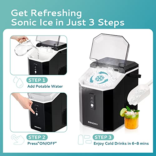EUHOMY Nugget Ice Maker Countertop with Handle, Ready in 6 Mins, 33lbs