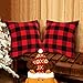 AerWo Buffalo Plaid Pillow Covers 18x18 Set of 2, Red and Black Buffalo Check Throw Pillow Covers, Cotton Linen Christmas Pillow Covers Cushion Cases for Christmas Winter Home Decorations