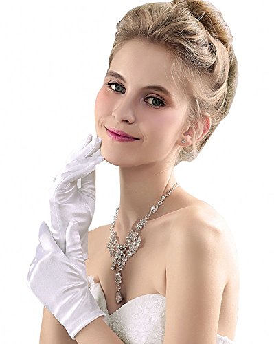 Miranda's Bridal Women's Wrist Length Formal Satin Gloves Red