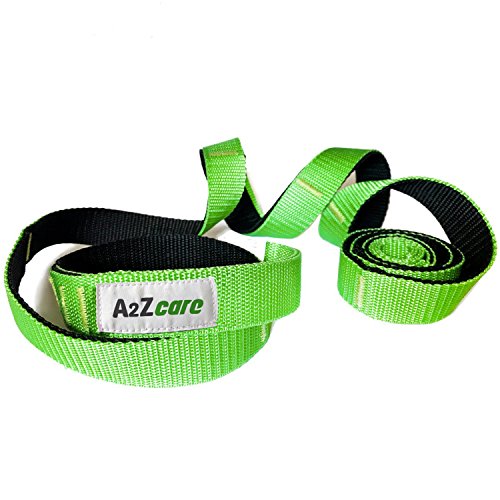 A2ZCARE Yoga Stretch Strap with Multi-Loop 76 inches Long, 1 inch Wide – Exercise Stretching Strap for Yoga Practice, Pilates Exercise, Dance, Fitness and Physical Therapy Rehab (Green/Black)
