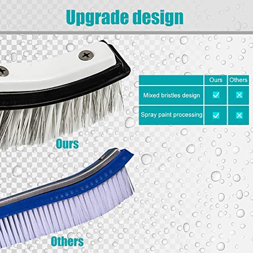 Lalapool Swimming Pool Wall & Tile Brush（18" & 10"），Combo Nylon and Stainless Steel Wire Brush for Cleaning Walls, Tiles & Floors, Aluminum Back Hybrid Brush Head with EZ Clips (Set of Two) - Thumbnail 3