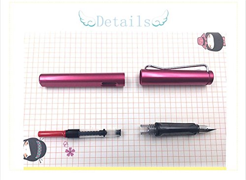 RIANCY Refill Fountain Pen with 3 Ink and 5 Nibs Cartridges Fine Nib Pen Luxury Color Plastic Body Fountain Pen for Writing Fine Signature Pen School Office Supplie Caneta Stationery (Dark Blue)