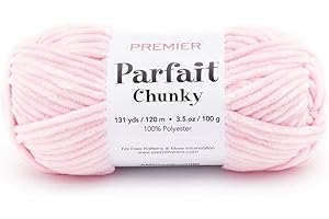 PREMIER YARNS Premier Parfait Chunky Yarn, Super Bulky Yarn, Ideal Yarn for Knitting and Crocheting, Chenille Yarn, Ballet Pink, 3.5 oz, 131 Yards