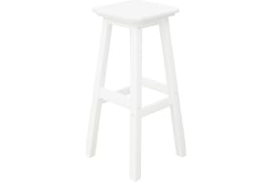 Costaelm 29" Height Outdoor Bar Stools, All-Weather Bar Stools, Adirondack Poly Patio Square Bar Stool for Patio, Deck, Kitchen Counter and Garden, White
