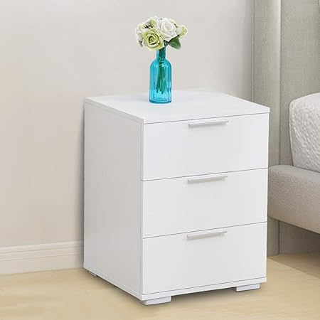 Clipop Bedside Table Cabinet White 3 Drawers Nightstand Cabinet With Handles Storage Chest Of 3 Drawer Bedroom Furniture Amazon Co Uk Kitchen Home