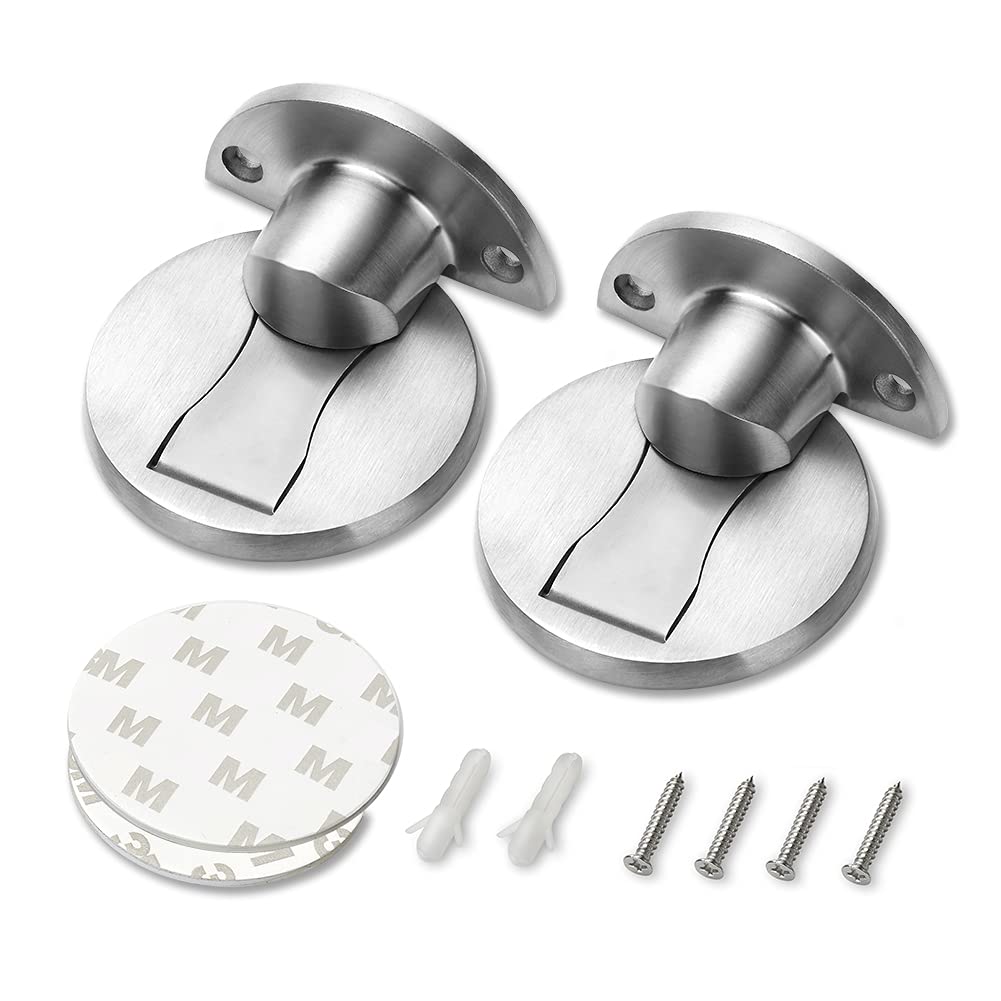 Photo 1 of NAIERDI 2 Pack 304 Stainless Steel Door Stoppers, Magnetic Door Stop, 3M Double-Sided Adhesive Tape, No Drilling, Door Stop Wall Protector, Office Door Catch, Stop Door