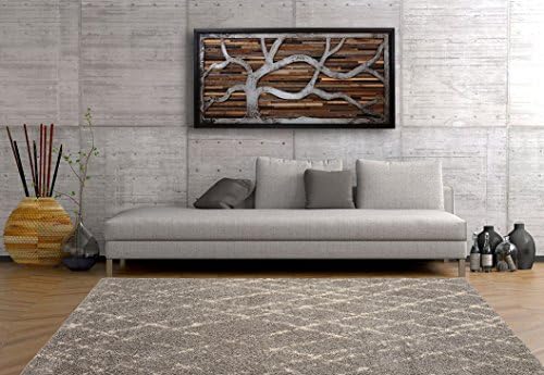Comfy True Shaggy Area Rug Trellis Moroccan Contemporary Living Room Thicker and Longer Pile Soft Cozy Area Rug, 5 feet by 8 feet Grey