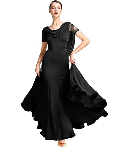 Amazon.com: ZX Women's Ballroom Dance Dress Lace Short Sleeve Long