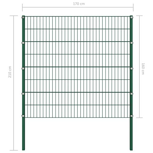 FAMIROSA Zaunfeld mit Pfosten Eisen 1,7 x 1,6 m Grün – Bild 5