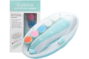 Cubble Safe and Quiet Electric Newborn,Baby, Toddler Baby Nail Trimmer, Clipper, Baby Grooming Kit with LED Lights, 6 x Nail Trimmer Pads and 4 Speed Modes, AA Battery Operated (Blue)