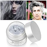 HailiCare Silver Grey Hair Wax 4.23 oz, Professional Hair Pomades, Natural Silver Ash Matte Hairstyle Wax for Party Hairstyles, Cosplay Outfit, New Glass Jar