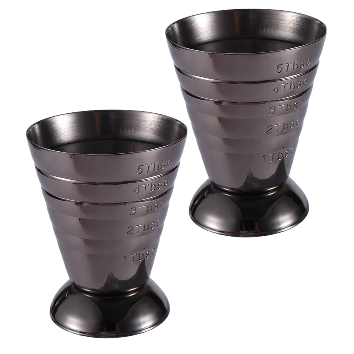 Verve Jelly Jigger Spirit Measure, Stainless Steel Measuring Shot Cup Ounce Jigger Bar Cocktail Drink Mixer Liquor Measuring Cup for Bar, Black, 2 Pack